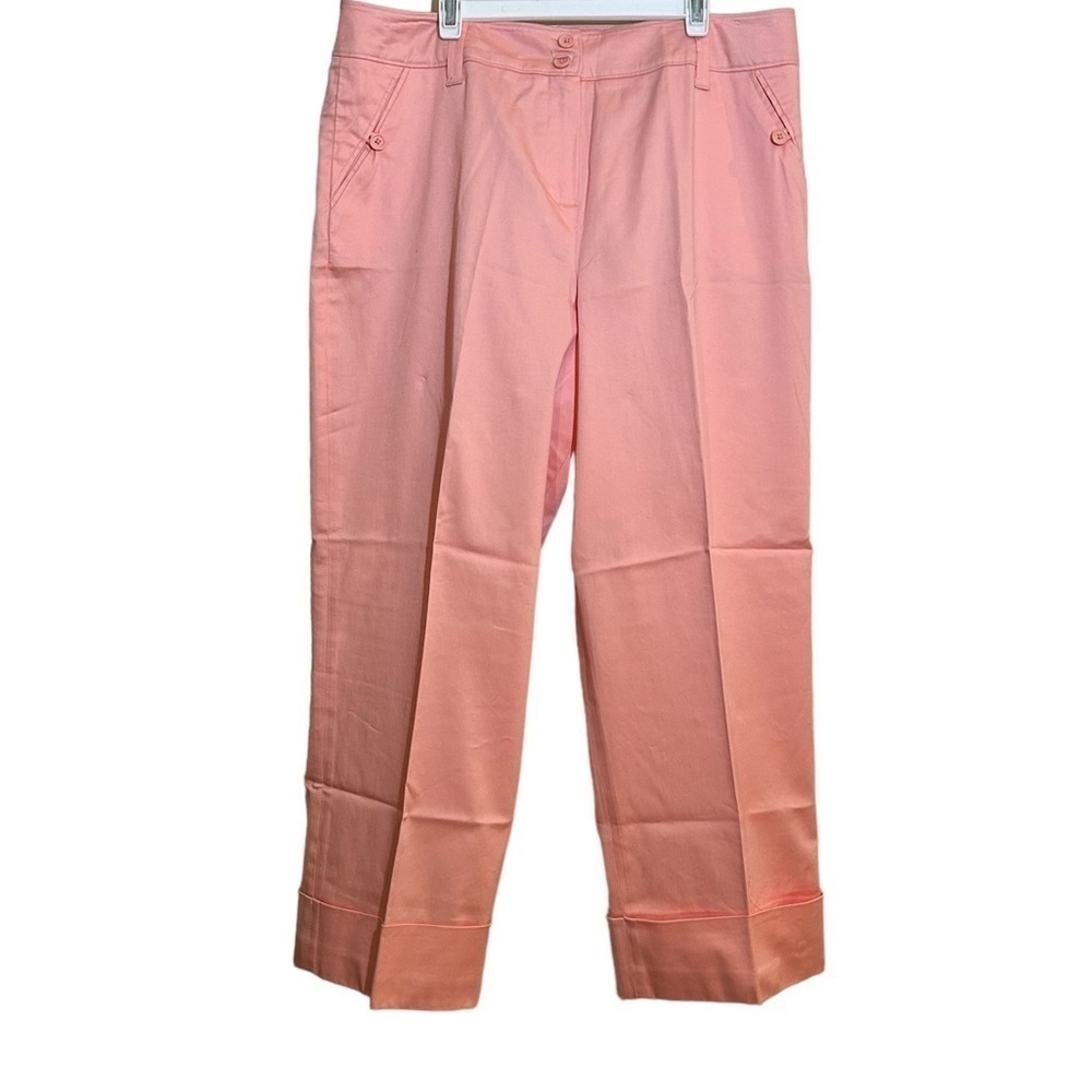 Larry Levine Soft Stretch Career Crop Pants Peach Capris Size 16  NWT